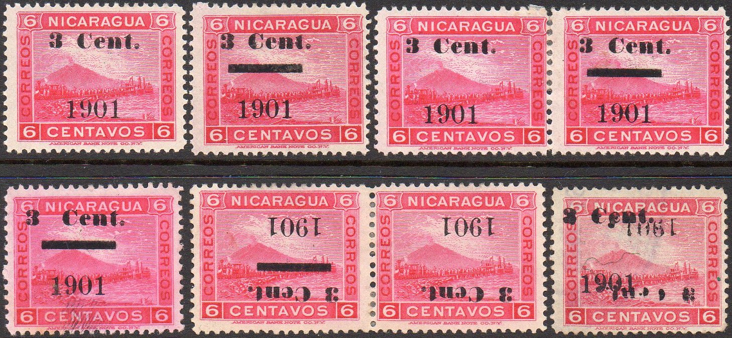 timbres-poste sellos postales stamps Nicaragua Momotombo Volcano & Train 3c/6c 1901